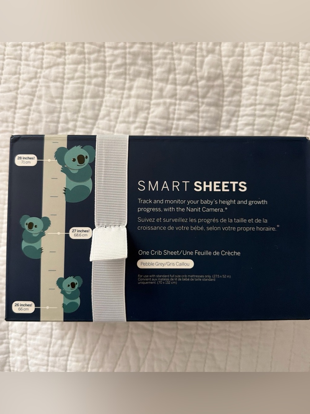 NWT NANIT Smart Sheets Crib Sheet in Pebble Grey with Koala Design